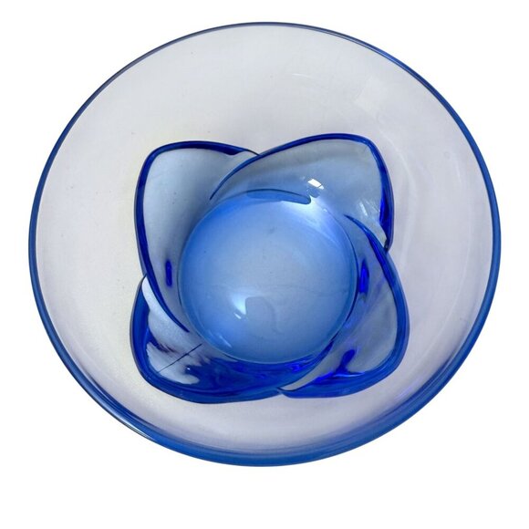 Vintage Bormioli Dessert Bowls Set of 4 Rocco Italy Bouquet Blue Clear Glass - Picture 3 of 6